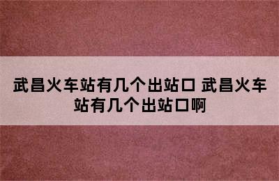 武昌火车站有几个出站口 武昌火车站有几个出站口啊